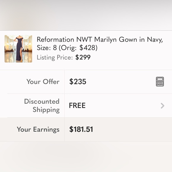 (DUPLICATE) Reformation NWT Marilyn Gown in Navy, Size: 8 (Orig: $428) - Picture 4 of 4